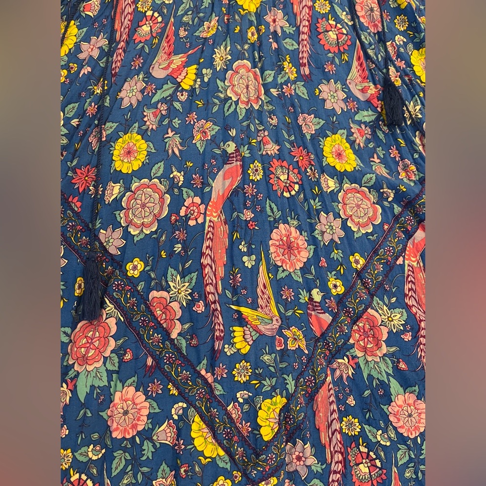 R. Vivomos Deepv Blue Floral Boho Maxi Dress - Picture 9 of 12